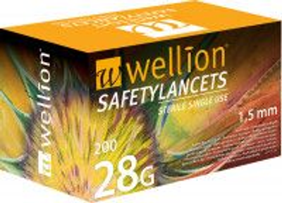 Безопасные одноразовые ланцеты Wellion 28G (1,5mm)