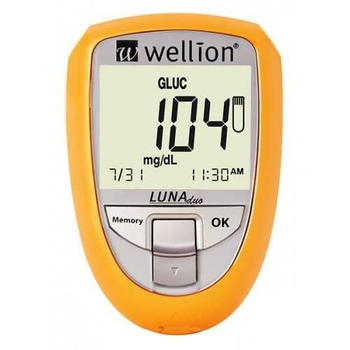 Глюкометр Wellion Luna Trio для измерения сахара и холестерина в крови (набор) Yellow