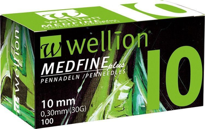 Голки для інсулінових шприц-ручек Wellion Medfine Plus 0,30 (mm) (30G) x 10 мм, 100 шт