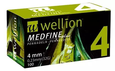 Голки для інсулінових шприц-ручек Wellion Medfine Plus 0,23 (mm) (32G) x 4 мм, 100 шт