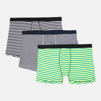 Трусы (3шт) Basic Collection XXL темно синий, салатовы в полоску, сине серый меланж 14380929563