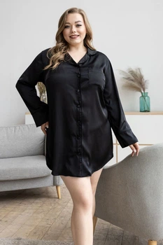 Ночная рубашка на пуговицах XXL+ Р1385 Чорный, 3XL (52-54)