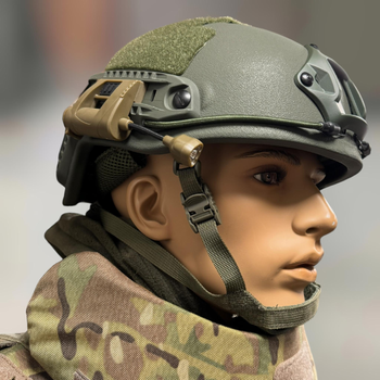 Тактический фонарь на шлем Spina LT-09 MPLS Charge, цвет Койот, режимы: Белый, Красный, Зеленый ИК, с батареей