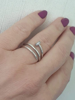 Серебряное кольцо Гвоздь с фианитами. КВ1351С 16,5