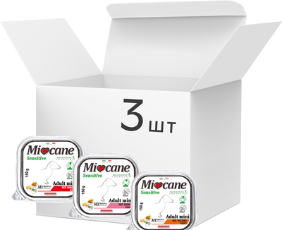 Упаковка монопротеиновых консервов для собак Morando MioCane Sensitive Monoprotein ассорти - говядина, прошутто, индейка 150 г по 1 шт (86401234)
