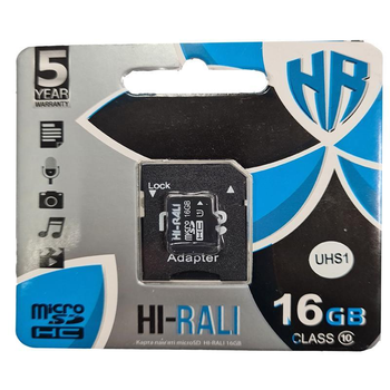 Карта памяти micro-SDHC 16Gb Hi-Rali Class10 + адаптер SD (53204)