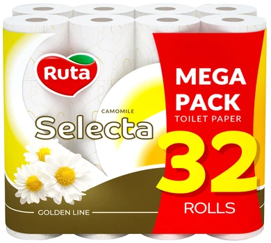 Туалетний папір Ruta Selecta 3 шари 32 рулони з ароматом ромашки (4820202894834)