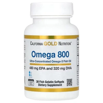 Омега-3, California Gold Nutrition, омега 800, в форме триглицеридов KD-Pur, 1000 мг, 30 капсул