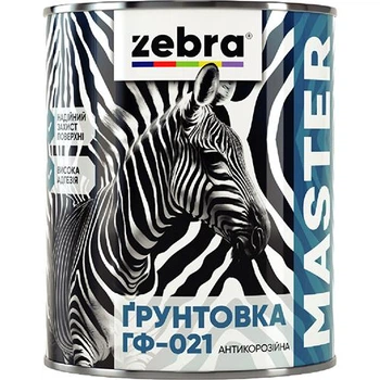 Грунт ГФ-021 антикорозійний ZEBRA MASTER 0.8кг сірий М17