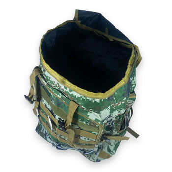Тактичний рюкзак 50 л, одне відділення на блискавці, додаткові кишені, розмір: 70*35*20 см, зелений піксель