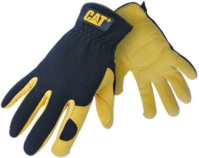 Захисні рукавички CAT Premium з оленячої шкіри L жовто-чорні (4895171749676)