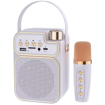 Беспроводная колонка караоке с микрофоном JEQANG JB-718 Mini |AUX, TF, USB, FM| Белый
