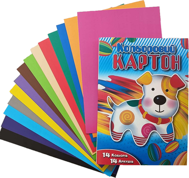 Набор картона и цветной бумаги Аркуш картон цветной 14 листов + картон белый 12 листов + бумага цветная 14 листов (602/105/86505)