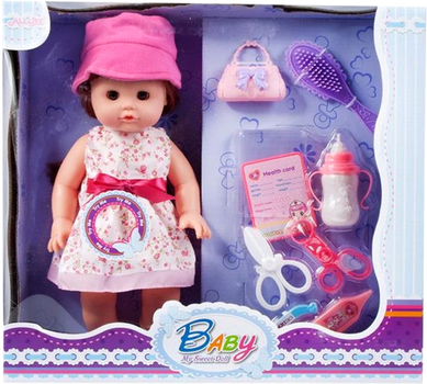 Lalka bobas Mega Creative Baby My Sweet Doll w różowej panamie 35 cm (5903246481587)
