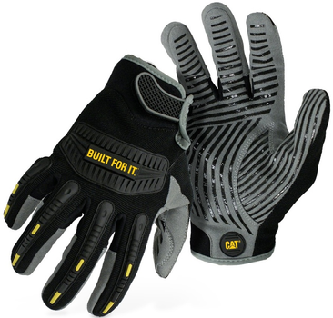 Захисні рукавички CAT palm impaCT синтетична шкіра з силіконовими вставками M чорні (4895171750061)