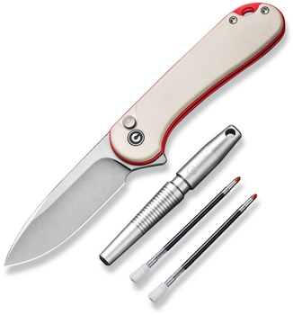 Комплект ніж складаний, ручка Civivi StellarQuill Pen & Button Lock Elementum II Knife Combo Gift Pack C23049