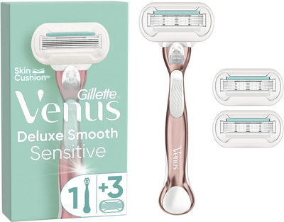 Станок для гоління жіночий (Бритва) Venus Extra Smooth Sensitive RoseGold з 3 змінними картриджами (7702018609994)