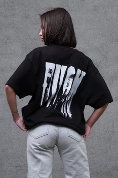 Жіноча Оверсайз Футболка З Принтом Without Fight Black L/XL (8049279)