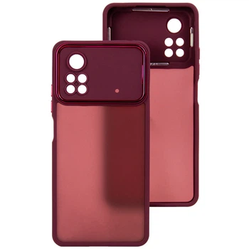 Чохол Fiji Lens для Xiaomi Poco X4 Pro 5G матовий бампер із захистом блоку камер Wine Red