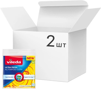 Упаковка серветок універсальних Vileda Ultra Fresh Антибактеріальні 2 шт х 2 пачки (4023103239593)