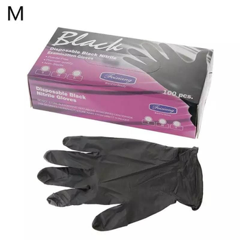 Захисні рукавички нітрил/вінілові чорні, 100 шт. M