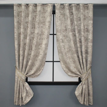 Комплект коротких штор VR-Textil Жаккард Sultan YL № 1206ш Серо-бежевый 130х170 см 2 шт (35-0089)