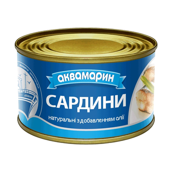 Консерва Аквамарин Сардина Натуральна Д/О 230г( 4820183771209)