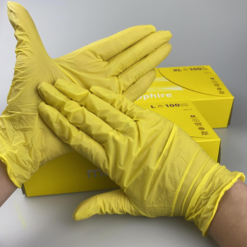 Рукавички Нітрилові жовтий M, 100 шт (MediOk SOLAR SAPPHIRE )
