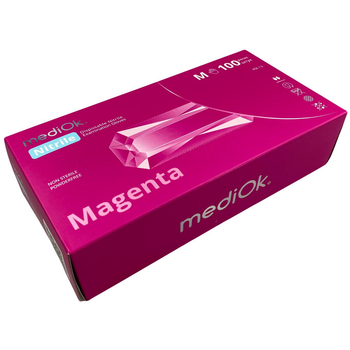 Перчатки Нитриловые ярко розовый M, 100 шт (MediOk MAGENTA)