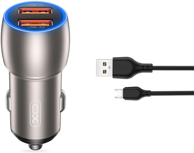 Автомобільний зарядний пристрій XO CC52 QC 3.0 36W/2USB + microUSB Black (СC52-M-BK)