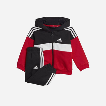 Dres sportowy ciepły (bluza z kapturem + spodnie) dla chłopca Adidas I 3S TIB FL TS IJ6324 74 cm Czerwony/Czarny (4066762696819)