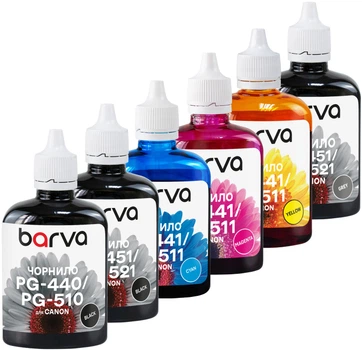 Комплект чернил Barva для Canon Pixma iP8740/MG6340/MG7140/MG7540 (PG-450+CL-451) 6x90 г PGBK/BK/C/M/Y/GY (CPGI450-6-090-MP)