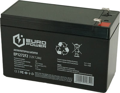 Аккумуляторная батарея EUROPOWER AGM 12V-7.2Ah (EP12-7.2F2)