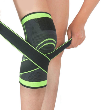 Ортопедичний еластичний наколінник, спортивний фіксатор / бандаж для коліна з фіксуючим ременем, зелений (83091750)