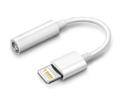 Перехідник від Lightning (Apple iPhone 5 – 14 Pro Max) на аудіо Mini jack 3.5 mm. / Білий