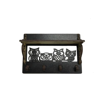 Ключница деревянная DecorWood Сова 15х12 см Черная