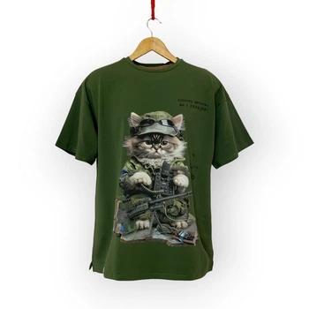 Футболка YADRIK Патріот Кіт мінер стрейч кулір (Oversize L) темний хакі