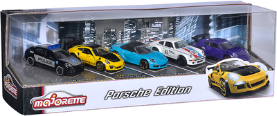 Zestaw metalowych samochodów Majorette Porsche Cars 7.5 cm 5 sztuk (SBA212053171)
