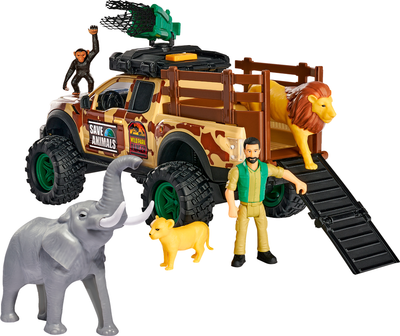 Zestaw do zabawy Dickie Toys Wild Animal Park z pojazdem terenowym 25 cm i figurkami (SBA203837016)