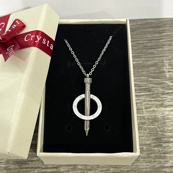 Кулон на цепочке "Гвоздь в кольце" ювелирная сталь Xuping Jewelry серебристая упакован в коробочку (16098)