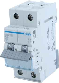 Автоматичний вимикач Hager 2-п. B 25A (6kA) 2M (MBN225)
