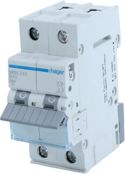Автоматичний вимикач Hager 2-п. B 40A (6kA) 2M (MBN240)