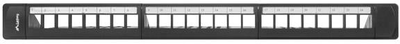 Patch panel pusty Lanberg 24 port 1U 19" z organizerem do modułów keystone Black (PPKS-1124-B)