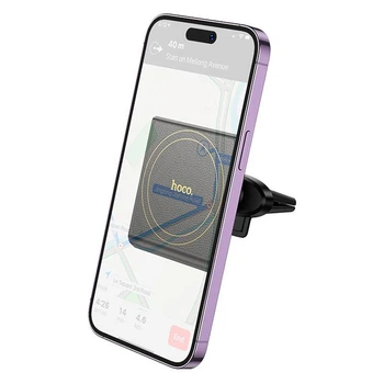 Автомобильный держатель холдер для телефона HOCO ring magnetic car holder H46 (air outlet) |4.5-7"| Черный