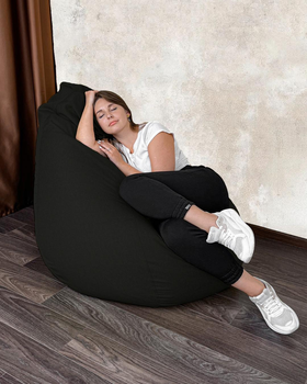 Крісло мішок груша Овал Coolki Рогожка XXXL 140x100 чорний