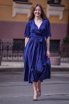 Вечірня синя сукня міді JadFashion XXL синій 43285479