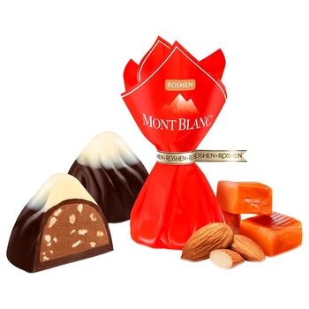 Цукерки Roshen Mont Blanc з карамелізованим подрібненим мигдалем 200 г