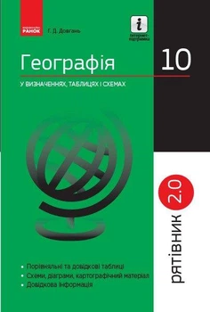 Географія у визначеннях, таблицях і схемах. 10 клас. Рятівник 2.0. Довгань Г.Д.