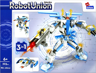 Конструктор Alleblox RobotUnion 3 in 1 Блакитний 223 деталі (5904335831078)