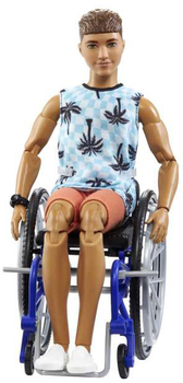 Lalka Barbie Ken Doll With Wheelchair & Ramp, Barbie Fashionistas, Brunette (HJT59)